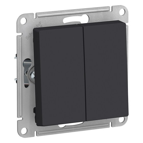 Выключатель кнопочный без рамки Systeme Electric AtlasDesign 2-кл. карбон картинка